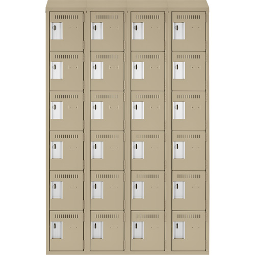 Clean Line Lockerette, 6 -tier, Bank of 4, 48" x 18" x 78", Steel, Beige, Rivet (Assembled) PB Rental Co. Ltd.
