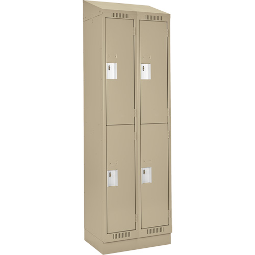 Clean Line Lockers, 2 -tier, Bank of 2, 24" x 18" x 82", Steel, Beige, Rivet (Assembled) PB Rental Co. Ltd.