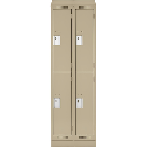 Clean Line Lockers, 2 -tier, Bank of 2, 24" x 18" x 82", Steel, Beige, Rivet (Assembled) PB Rental Co. Ltd.