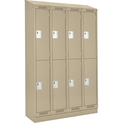 Clean Line Lockers, 2 -tier, Bank of 4, 48" x 18" x 82", Steel, Beige, Rivet (Assembled) PB Rental Co. Ltd.