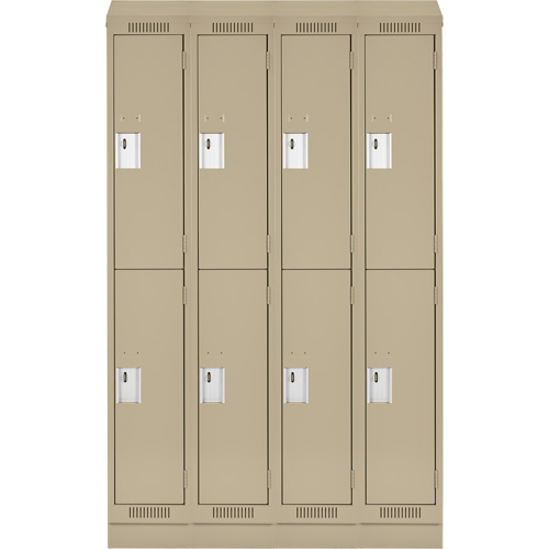 Clean Line Lockers, 2 -tier, Bank of 4, 48" x 18" x 82", Steel, Beige, Rivet (Assembled) PB Rental Co. Ltd.