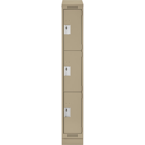 Casiers Clean Line, 3 niveaux, 12" x 18" x 82", Acier, Beige, Rivet (assembl&eacute;) PB Rental Co. Ltd.