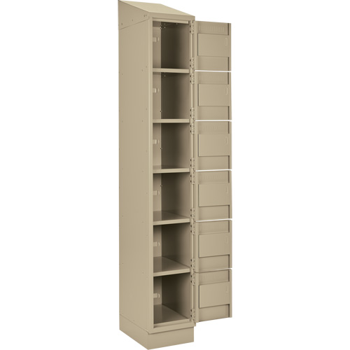 Clean Line Lockerette , 6 -tier, Bank of 4, 48" x 18" x 82", Steel, Beige, Rivet (Assembled) PB Rental Co. Ltd.