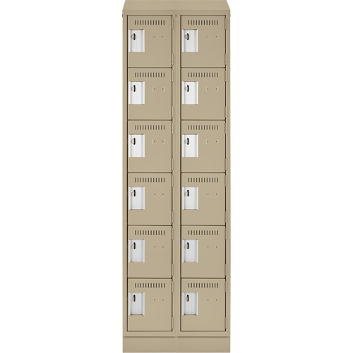 Clean Line Lockerette , 6 -tier, Bank of 2, 24" x 18" x 82", Steel, Beige, Rivet (Assembled) PB Rental Co. Ltd.