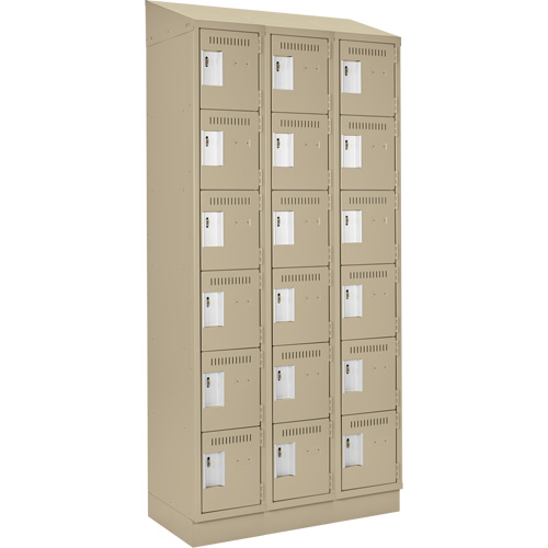 Clean Line Lockerette , 6 -tier, Bank of 3, 36" x 18" x 82", Steel, Beige, Rivet (Assembled) PB Rental Co. Ltd.