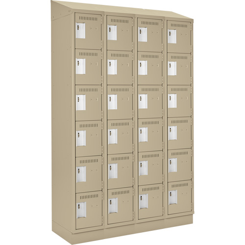 Clean Line Lockerette , 6 -tier, Bank of 4, 48" x 18" x 82", Steel, Beige, Rivet (Assembled) PB Rental Co. Ltd.