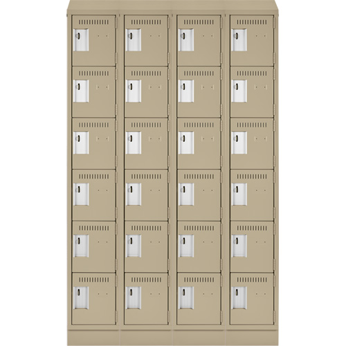Clean Line Lockerette , 6 -tier, Bank of 4, 48" x 18" x 82", Steel, Beige, Rivet (Assembled) PB Rental Co. Ltd.