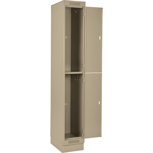 Clean Line Lockers, 2 -tier, Bank of 3, 36" x 18" x 76", Steel, Beige, Rivet (Assembled) PB Rental Co. Ltd.