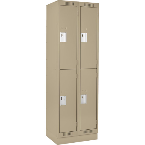Clean Line Lockers, 2 -tier, Bank of 2, 24" x 18" x 76", Steel, Beige, Rivet (Assembled) PB Rental Co. Ltd.