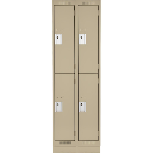 Clean Line Lockers, 2 -tier, Bank of 2, 24" x 18" x 76", Steel, Beige, Rivet (Assembled) PB Rental Co. Ltd.