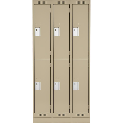 Clean Line Lockers, 2 -tier, Bank of 3, 36" x 18" x 76", Steel, Beige, Rivet (Assembled) PB Rental Co. Ltd.