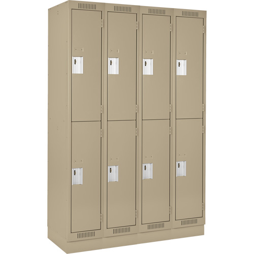 Clean Line Lockers, 2 -tier, Bank of 4, 48" x 18" x 76", Steel, Beige, Rivet (Assembled) PB Rental Co. Ltd.