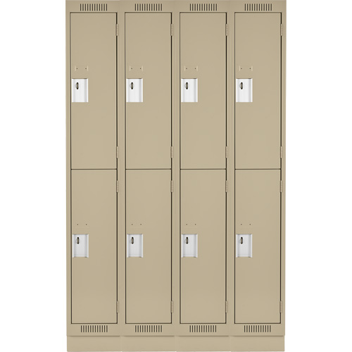Clean Line Lockers, 2 -tier, Bank of 4, 48" x 18" x 76", Steel, Beige, Rivet (Assembled) PB Rental Co. Ltd.