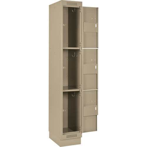 Clean Line Lockers, 3 -tier, Bank of 3, 36" x 18" x 76", Steel, Beige, Rivet (Assembled) PB Rental Co. Ltd.