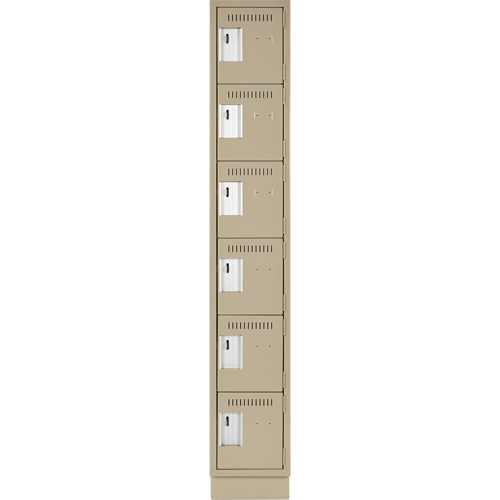 Clean Line Lockerette, 6 -tier, 12" x 18" x 76", Steel, Beige, Rivet (Assembled) PB Rental Co. Ltd.