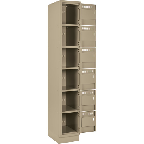 Clean Line Lockerette, 6 -tier, Bank of 2, 24" x 18" x 76", Steel, Beige, Rivet (Assembled) PB Rental Co. Ltd.