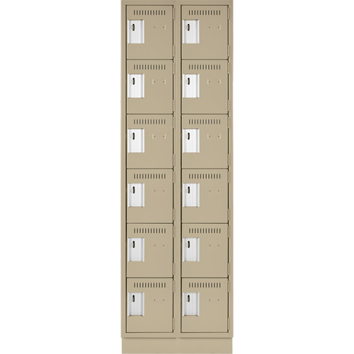 Clean Line Lockerette, 6 -tier, Bank of 2, 24" x 18" x 76", Steel, Beige, Rivet (Assembled) PB Rental Co. Ltd.