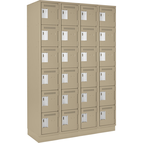 Clean Line Lockerette, 6 -tier, Bank of 4, 48" x 18" x 76", Steel, Beige, Rivet (Assembled) PB Rental Co. Ltd.
