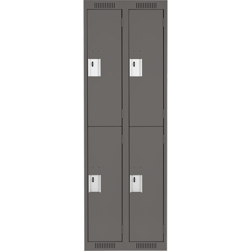 Clean Line Lockers, 2 -tier, Bank of 2, 24" x 18" x 72", Steel, Charcoal, Rivet (Assembled) PB Rental Co. Ltd.