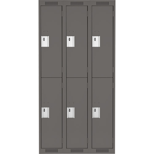 Clean Line Lockers, 2 -tier, Bank of 3, 36" x 18" x 72", Steel, Charcoal, Rivet (Assembled) PB Rental Co. Ltd.