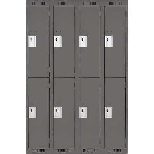 Clean Line Lockers, 2 -tier, Bank of 4, 48" x 18" x 72", Steel, Charcoal, Rivet (Assembled) PB Rental Co. Ltd.