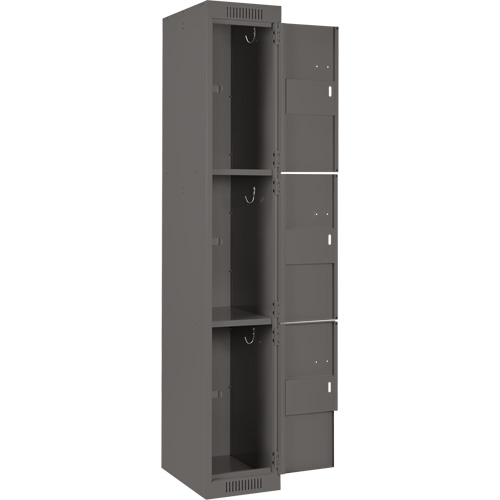 Clean Line Lockers, 3 -tier, Bank of 4, 48" x 18" x 72", Steel, Charcoal, Rivet (Assembled) PB Rental Co. Ltd.