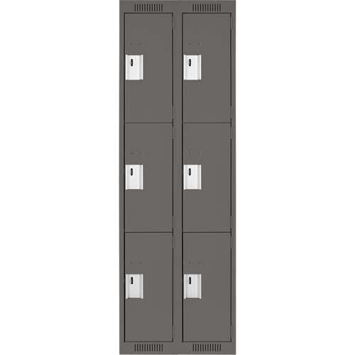 Clean Line Lockers, 3 -tier, Bank of 2, 24" x 18" x 72", Steel, Charcoal, Rivet (Assembled) PB Rental Co. Ltd.