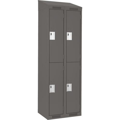Clean Line Lockers, 2 -tier, Bank of 2, 24" x 18" x 78", Steel, Charcoal, Rivet (Assembled) PB Rental Co. Ltd.