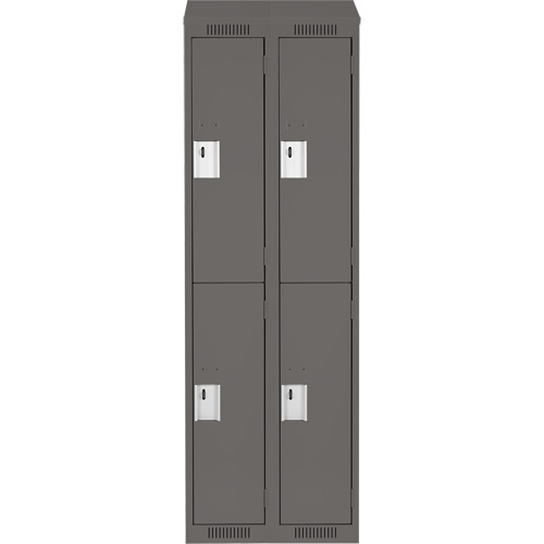 Clean Line Lockers, 2 -tier, Bank of 2, 24" x 18" x 78", Steel, Charcoal, Rivet (Assembled) PB Rental Co. Ltd.