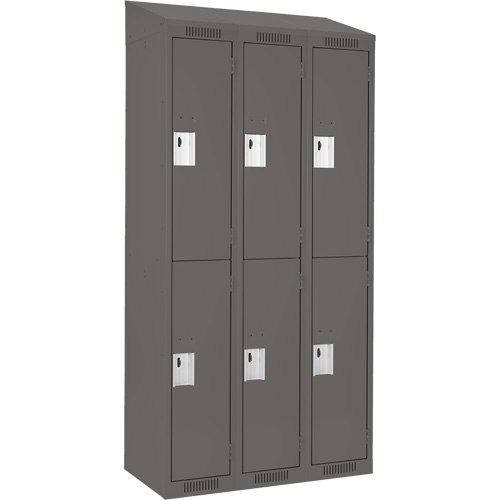 Clean Line Lockers, 2 -tier, Bank of 3, 36" x 18" x 78", Steel, Charcoal, Rivet (Assembled) PB Rental Co. Ltd.