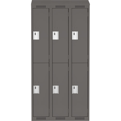 Clean Line Lockers, 2 -tier, Bank of 3, 36" x 18" x 78", Steel, Charcoal, Rivet (Assembled) PB Rental Co. Ltd.