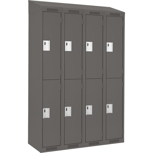 Clean Line Lockers, 2 -tier, Bank of 4, 48" x 18" x 78", Steel, Charcoal, Rivet (Assembled) PB Rental Co. Ltd.