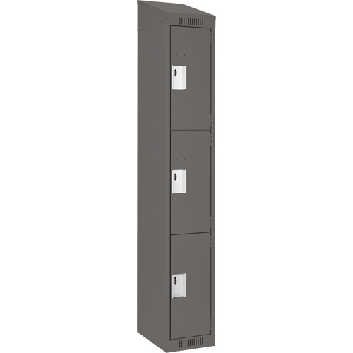 Clean Line Lockers, 3 -tier, 12" x 18" x 78", Steel, Charcoal, Rivet (Assembled) PB Rental Co. Ltd.