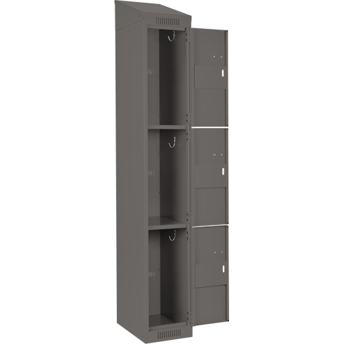 Clean Line Lockers, 3 -tier, Bank of 4, 48" x 18" x 78", Steel, Charcoal, Rivet (Assembled) PB Rental Co. Ltd.