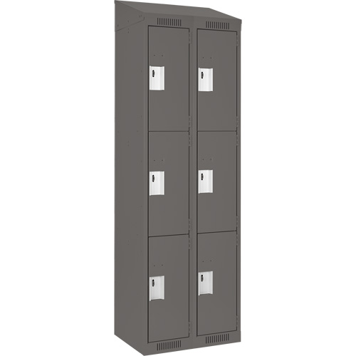 Clean Line Lockers, 3 -tier, Bank of 2, 24" x 18" x 78", Steel, Charcoal, Rivet (Assembled) PB Rental Co. Ltd.