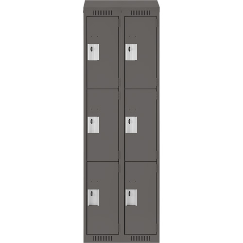 Clean Line Lockers, 3 -tier, Bank of 2, 24" x 18" x 78", Steel, Charcoal, Rivet (Assembled) PB Rental Co. Ltd.