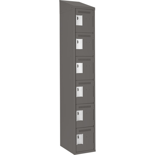 Clean Line Lockerette, 6 -tier, 12" x 18" x 78", Steel, Charcoal, Rivet (Assembled) PB Rental Co. Ltd.