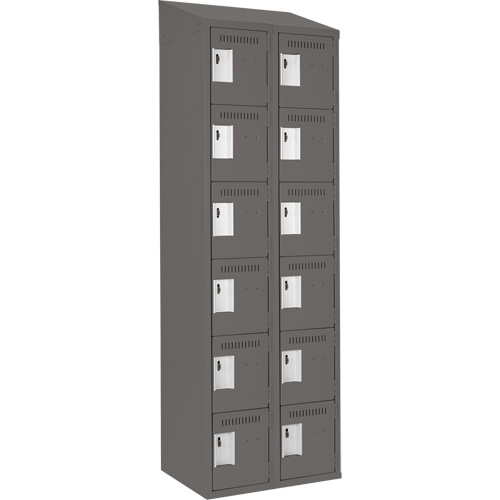 Clean Line Lockerette, 6 -tier, Bank of 2, 24" x 18" x 78", Steel, Charcoal, Rivet (Assembled) PB Rental Co. Ltd.
