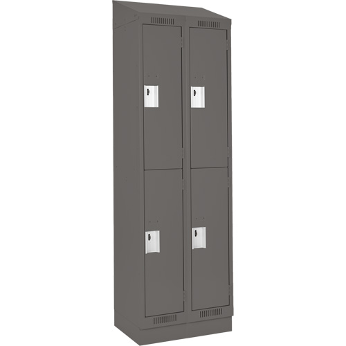 Clean Line Lockers, 2 -tier, Bank of 2, 24" x 18" x 82", Steel, Charcoal, Rivet (Assembled) PB Rental Co. Ltd.