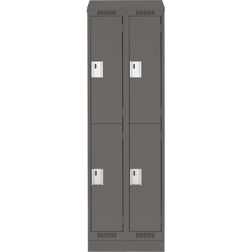 Clean Line Lockers, 2 -tier, Bank of 2, 24" x 18" x 82", Steel, Charcoal, Rivet (Assembled) PB Rental Co. Ltd.