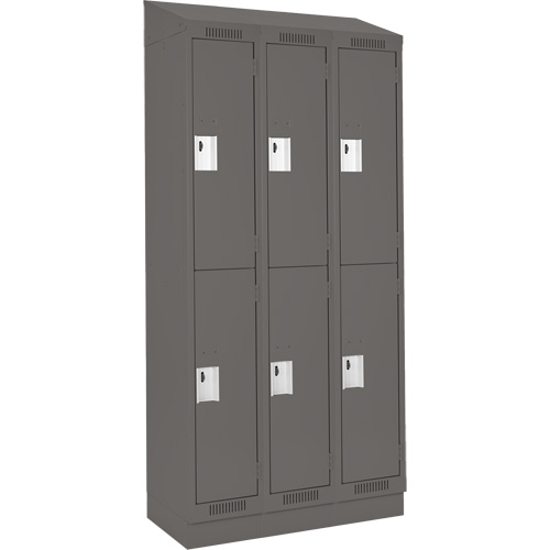 Clean Line Lockers, 2 -tier, Bank of 3, 36" x 18" x 82", Steel, Charcoal, Rivet (Assembled) PB Rental Co. Ltd.