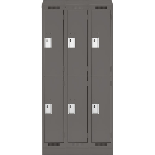 Clean Line Lockers, 2 -tier, Bank of 3, 36" x 18" x 82", Steel, Charcoal, Rivet (Assembled) PB Rental Co. Ltd.