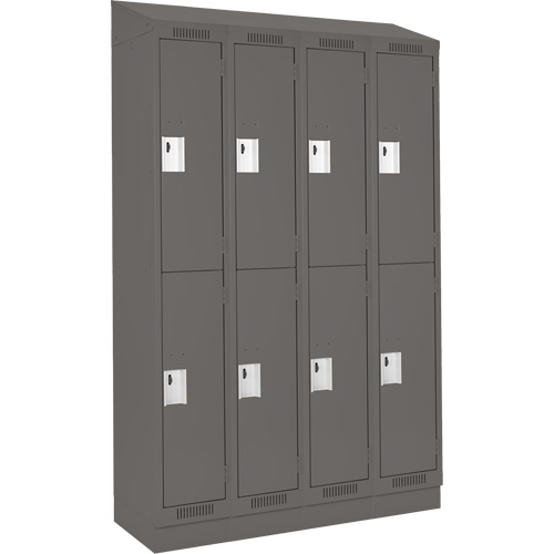 Clean Line Lockers, 2 -tier, Bank of 4, 48" x 18" x 82", Steel, Charcoal, Rivet (Assembled) PB Rental Co. Ltd.