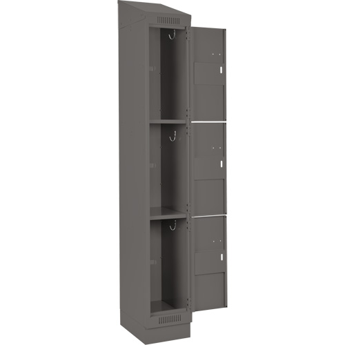 Clean Line Lockers, 3 -tier, Bank of 4, 48" x 18" x 82", Steel, Charcoal, Rivet (Assembled) PB Rental Co. Ltd.