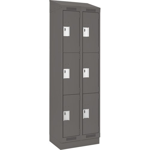 Clean Line Lockers, 3 -tier, Bank of 2, 24" x 18" x 82", Steel, Charcoal, Rivet (Assembled) PB Rental Co. Ltd.
