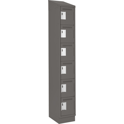 Clean Line Lockerette, 6 -tier, 12" x 18" x 82", Steel, Charcoal, Rivet (Assembled) PB Rental Co. Ltd.