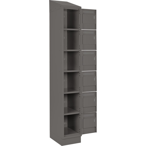 Clean Line Lockerette, 6 -tier, Bank of 4, 48" x 18" x 82", Steel, Charcoal, Rivet (Assembled) PB Rental Co. Ltd.