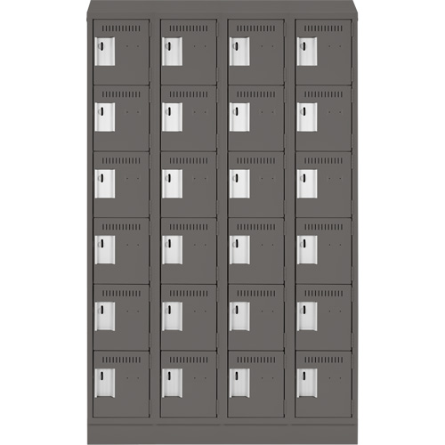 Clean Line Lockerette, 6 -tier, Bank of 4, 48" x 18" x 82", Steel, Charcoal, Rivet (Assembled) PB Rental Co. Ltd.