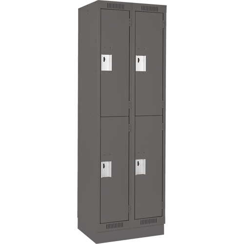 Clean Line Lockers, 2 -tier, Bank of 2, 24" x 18" x 76", Steel, Charcoal, Rivet (Assembled) PB Rental Co. Ltd.
