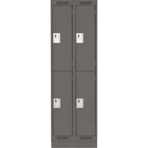 Clean Line Lockers, 2 -tier, Bank of 2, 24" x 18" x 76", Steel, Charcoal, Rivet (Assembled) PB Rental Co. Ltd.